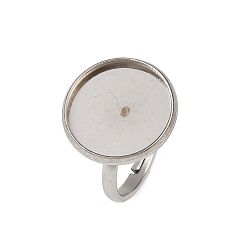 Нержавеющая Сталь Цвет 304 компоненты манжетного кольца из нержавеющей стали, настройки кольца чашки безеля, плоско-круглые, цвет нержавеющей стали, лоток : 16 мм, внутренний диаметр: 15.5 мм