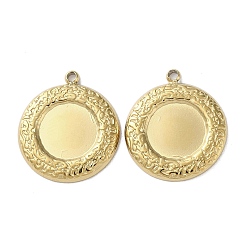 Плоский Круглый Ионное покрытие (IP) 304 подвесные канбошоны из нержавеющей стали, реальный 18 k позолоченный, плоско-круглые, 19x16.5x1.5 мм, отверстие : 1.4 мм