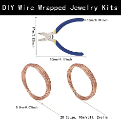 Sandy Brown DIY Wire Wrapped Jewelry Kits, with Aluminum Wire and Iron Side-Cutting Pliers, Sandy Brown, 20 Gauge, 0.8mm, 10m/roll, 2rolls/set