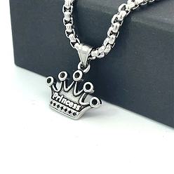 Нержавеющая Сталь Цвет Подвеска из нержавеющей стали с короной унисекс панк винтажные ожерелья, цвет нержавеющей стали
