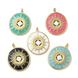 (52) Непрозрачная лаванда 304 нержавеющей стальной эмали подвески, овальный с узором в виде звезды, реальный 18 k позолоченный, разноцветные, 24.5x18.5x2.5 мм, отверстие : 2.2 мм