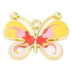 Бабочка Подвески из эмали и сплава, золотой свет, бабочка, 29.5x37.5x2.5 мм, отверстие : 3 мм