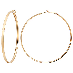 Chapado en Oro Real de 14K 3 pares de pendientes de aro de latón para mujer, anillo, real 14 k chapado en oro, 70x3.5 mm
