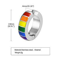 Нержавеющая Сталь Цвет 304 Серьги-манжеты из нержавеющей стали с эмалью, красочный, кольцо, цвет нержавеющей стали, 13x4 мм