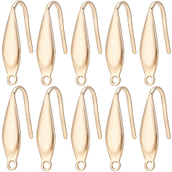 Настоящее золото 18K 80 шт. 316 крючки для серег из нержавеющей стали, с вертикальной петлей, провод уха, реальный 18 k позолоченный, 20.5x4.5 мм, отверстие : 1.2 мм