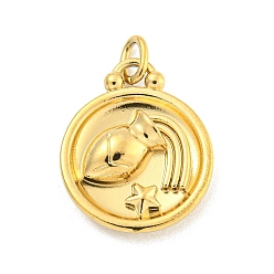Aquarius 304 Stainless Steel Pendants Rhinestone Settings, Round with Constellations, Aquarius, 20.5x17x3.5mm, Hole: 3.5x2mm, Fit for 0.9mm Rhinestone