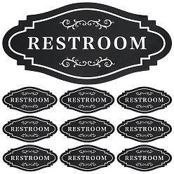 Черный 10шт. самоклеящаяся ПВХ этикетка для вывесок, ромб со словом «туалет», чёрные, 100x203x0.3 мм