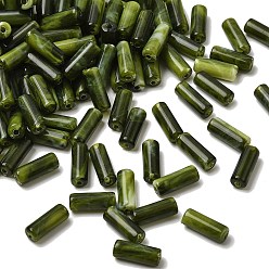 Темно-оливково-зеленый Непрозрачные акриловые бусины, имитирующие драгоценные камни, колонка, темно-оливковый зеленый, 13x5 мм, отверстие : 1.8 мм, Около 1953 шт / 500 г