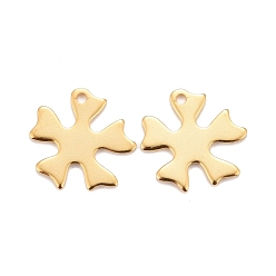 Plaqué 24K Or Véritable Pendentifs en acier inoxydable, fleur, réel 201 k plaqué or, 24mm, Trou: 15x15x0.8mm