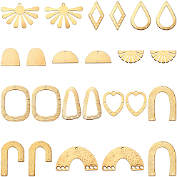 Без Покрытия 24 шт. 12 стили латунные филигранные соединительные элементы звенья и подвески, полый, разнообразные, сырой (без покрытия), 12~36x15.5~36x0.5~1 мм, отверстие : 1.2~3 мм, 2 шт / стиль