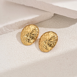 Золотой 201 серьги-гвоздики неправильной овальной формы из нержавеющей стали, золотые, 24.5x19 мм