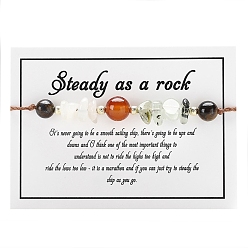 Смешанные камни Натуральный смешанный драгоценный камень плетеные браслеты из бисера, регулируемый браслет круглой формы и фишек, 6-1/4~10-1/4 дюйм (16~26 см)