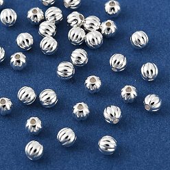 Серебро Латунные бусины, без свинца, без кадмии и без никеля, тыква, серебряные, 3.5x3 мм, отверстие : 0.9 мм