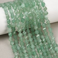 Зеленый Авантюрин Естественный зеленый авантюрин бисер нитей, граненые, твист, 6~6.5x5x5 мм, отверстие : 1 мм, около 58~61 шт / нитка, 14.17''~14.69'' (36~37.3 см)