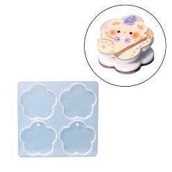 Flower DIY Ornaments for Clips Silicone Molds, Resin Casting Molds, for UV Resin & Epoxy Resin Jewelry Craft Making, Flower Pattern, 92x89x6mm, Hole: 2.5mm, Inner Diameter: 40.5x40.5x5mm