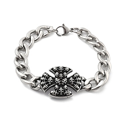 Античное Серебро 304 цепи для крепления на панцире из нержавеющей стали, крест с черепом, античное серебро, 8-5/8 дюйм (22 см), Кулон : 26.5x49.5x5 мм