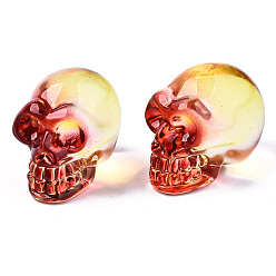 Red K9 Glass Display Decorations, Skull, for Halloween, Red, 22x18x26mm
