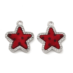 Звезда Латунные микро проложить кубического циркония подвески, со смолой и бархатом, долговечный, без кадмия и без свинца, стойки покрытие, платина, звезда, 18x16x4 мм, отверстие : 1.6 мм