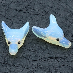 Опал Резные фигурки головы волка из опалита, для домашнего офиса настольный орнамент фэн-шуй, 40x30 мм