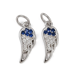 Платина Латунные микро проложить кубического циркония подвески, крылатые прелести, стойки покрытие, без кадмия и без свинца, долговечный, с целью перехода в кольце, платина, 14x5.5x2 мм, отверстие : 3.2 мм