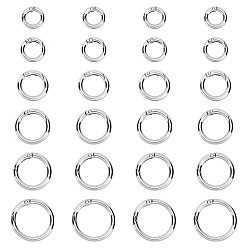 Платина 24 шт 6 стили пружинные кольца из цинкового сплава, кольцо, платина, 18~33x3.5~4.2 мм, внутренний диаметр: 11~26.5 мм, 4 шт / стиль