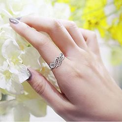 Платиновый & Розовый Золотой Кольца для женщин из цинкового сплава со стразами, волна и лист, платина и розовое золото, размер США 5 (15.7 мм)