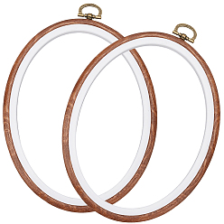 Oval Пяльцы для вышивания крестиком из полипропилена и ПВХ пластика, имитирующего дерево, с подвесным кольцом из сплава, аксессуары для швейных инструментов, овальные, 201 мм, Кулон : 190x149x9 мм
