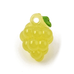 Raisin Pendentifs imitation fruits en résine opaque, avec l'émail, jaune vert, charme de raisin, 24x16.5x15.5mm, Trou: 3mm