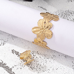 Золотой Наборы браслетов-манжет и колец-манжет из цветочного сплава, золотые, внутренний диаметр: 60 мм