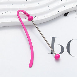 Фуксиновый Закладки из сплава ярких цветов, напечатанные распылением, закладка с железным крючком и бусинами, красно-фиолетовые, 86 мм