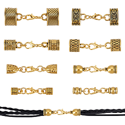 Золотой 16 Концы шнура из сплава шт., Сплав с застежками когтя омара, золотые, 35~48 мм, 2 шт / стиль