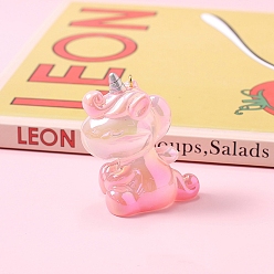 Бледно-Розовый Подвески из смолы, единорог, с золотой гальванической железной фурнитурой, розовый жемчуг, 55x40 мм