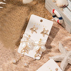 Цветок 2 пары серег-гвоздиков из цинкового сплава с имитацией жемчуга в виде морской звезды, золотые, цветок, 65x10 мм