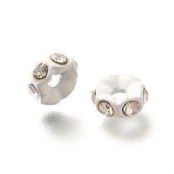 Белый Сплавочные бусины, долговечный, без кадмия и без свинца, плоско-круглые, белые, 6x2.5 мм, отверстие : 1.6 мм