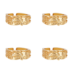 Золотой 4шт. латунные кольца-манжеты для мужчин, человеческое лицо, золотые, регулируемый; 9мм