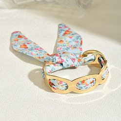 Oval Браслеты-манжеты из ткани с цветочным узором для женщин, золотые, овальные, внутренний диаметр: 2.36 дюйм (6 см)