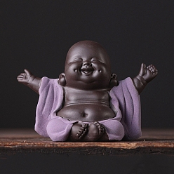 Лиловый Керамика статуя буддийского монаха, для китайского дзен-чая, домашнего офиса, орнамент фэн-шуй, сирень, 79x52x60 мм
