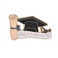 Hat Graduation Season Alloy Enamel Pins, Golden Lapel Pin Backs for Backpack Clothes, Graduation Cap and Diploma Scroll, 22x36mm