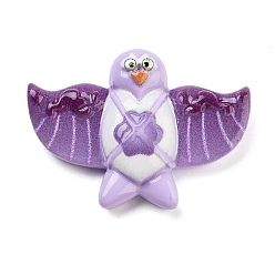 Лиловый Непрозрачная смола декодирует кабошоны, сова, сирень, 22.5x31.5x7.5 мм