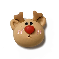 Олень Кабошоны из непрозрачной смолы с рождественской тематикой, олень, 20.5x20.5x11 мм