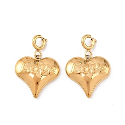 Настоящее золото 18K 304 подвесные украшения из нержавеющей стали, сердце со словом "love", ионное покрытие (ip), реальный 18 k позолоченный, 26 мм