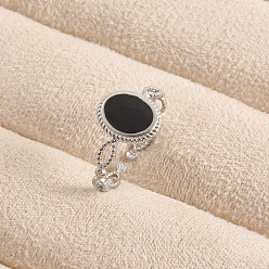 Нержавеющая Сталь Цвет 304 Открытые кольца-манжеты из нержавеющей стали с эмалью для женщин, овальные, цвет нержавеющей стали, 12 мм, внутренний диаметр: 19 мм