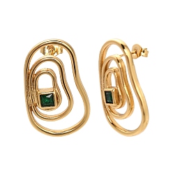 Золотой 304 серьги из нержавеющей стали горный хрусталь, овальные, золотые, 28.5x17.5 мм