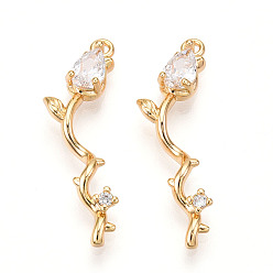 Настоящее золото 18K Латунные микро проложить кубического циркония подвески, , реальный 18 k позолоченный, 28.5x9x4 мм, отверстие : 1.4 мм