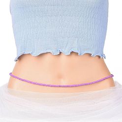 Dark Orchid Waist Beads, Glass Seed Beaded Stretch Waist Chain for Women, Dark Orchid, 31-1/2 inch(80cm), Beads: 5mm