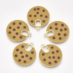 Peru Smooth Surface Alloy Enamel Pendants, Flat Round, Matte Gold Color, Peru, 30x27x2mm, Hole: 1.8mm