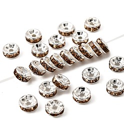 Свет Колорадо Топаз Латунь марки А горный хрусталь Spacer бисер, серебряный цвет гальваническим, без никеля , рондель, свет Колорадо Топаз, 6x3 мм, отверстие : 1 мм