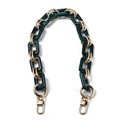 Vert Foncé Sangle de chaînes de sac en résine, avec maillon en alliage doré et fermoirs pivotants, pour accessoires de remplacement de sangles de sac, vert foncé, 45x2 cm