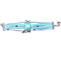 Синтетическая Бирюза Искусственная кожа шнур многожильных браслеты, браслеты со звеньями из синтетической бирюзы для мужчин и женщин, 9-1/8 дюйм (23 см)