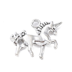 Античное Серебро Подвески из сплава в тибетском стиле , единорог, античное серебро, 16x12.6x3 мм, отверстие : 1.8 мм, 384 шт / 500 г